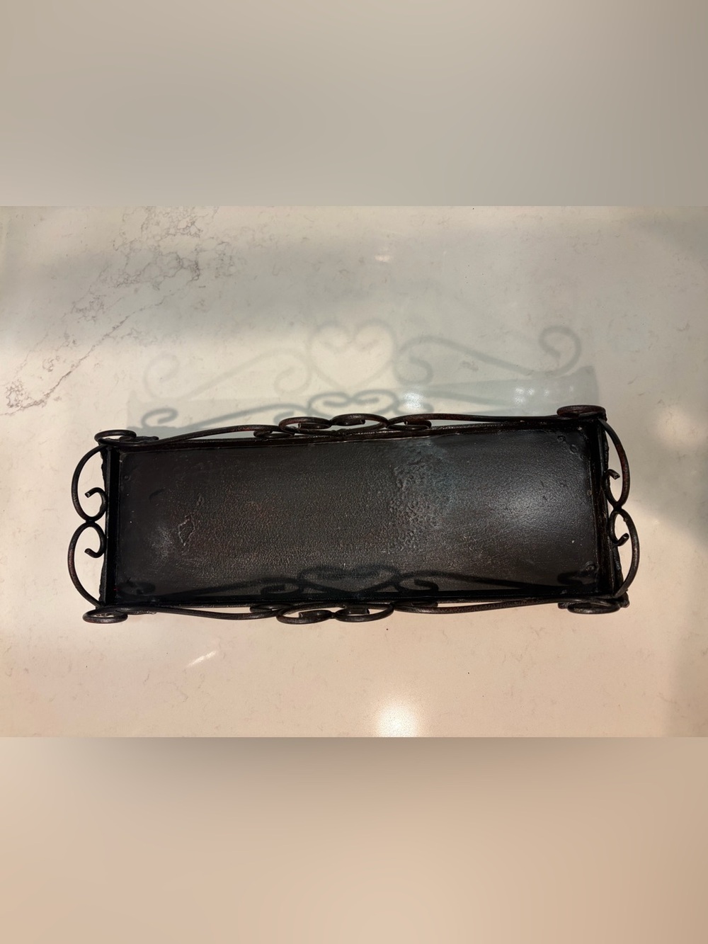 Decorative Iron Scroll Tray in Rustic Brown - Picture 3 of 5